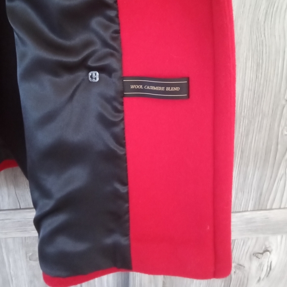 UK Brand Planet Red Wool Cashmere Pea Coat 16 - Picture 4 of 11